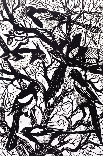 Magpies, 1997 by Nat Morley